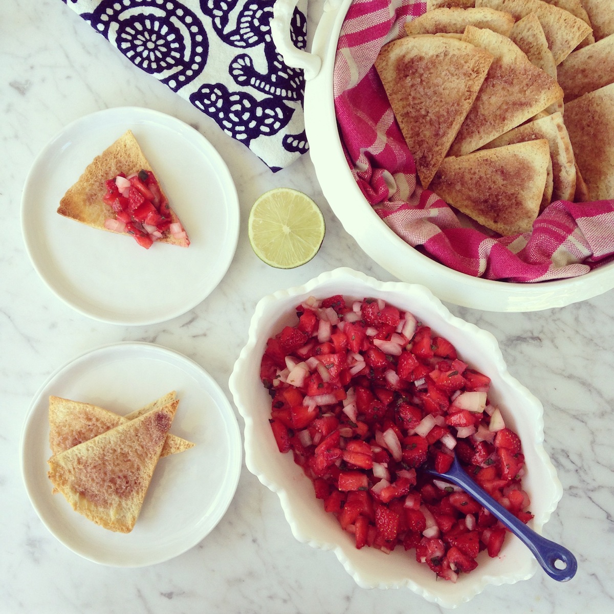 Strawberry Salsa & Sugared Pita Chips from The Coastal Table cookbook