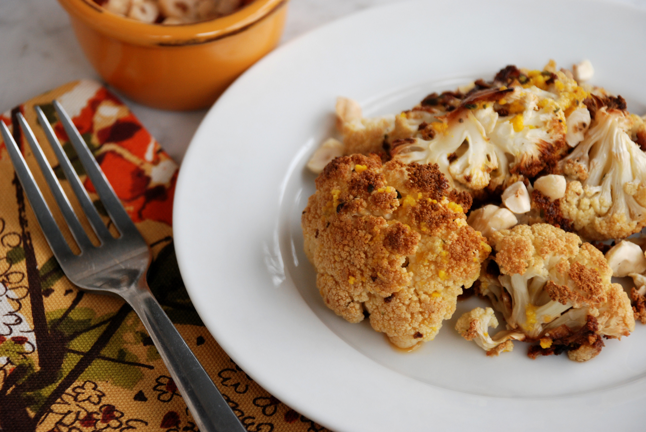 Roasted Cauliflower with Hazelnuts and Gorgonzola