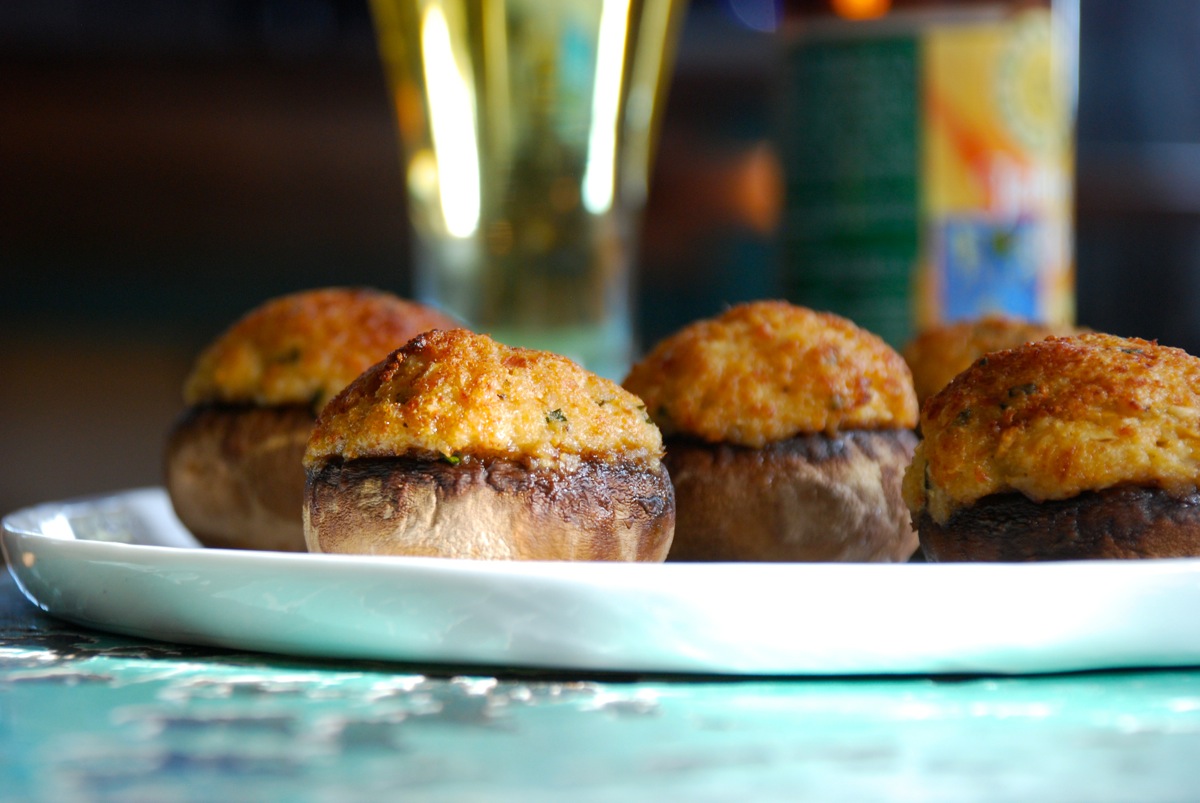 Vegetarian Stuffed Mushrooms with Roasted Cauliflower and Chives